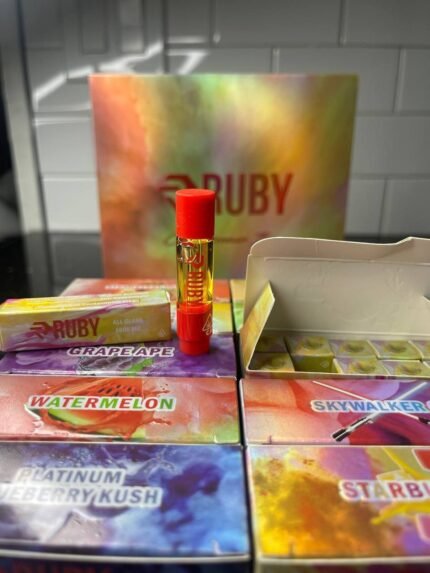 Ruby Glass 1g THC Vape Cartridge with Glass Chamber and Ceramic Coil